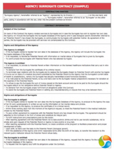 Editable Traditional Surrogacy Contract Template Doc