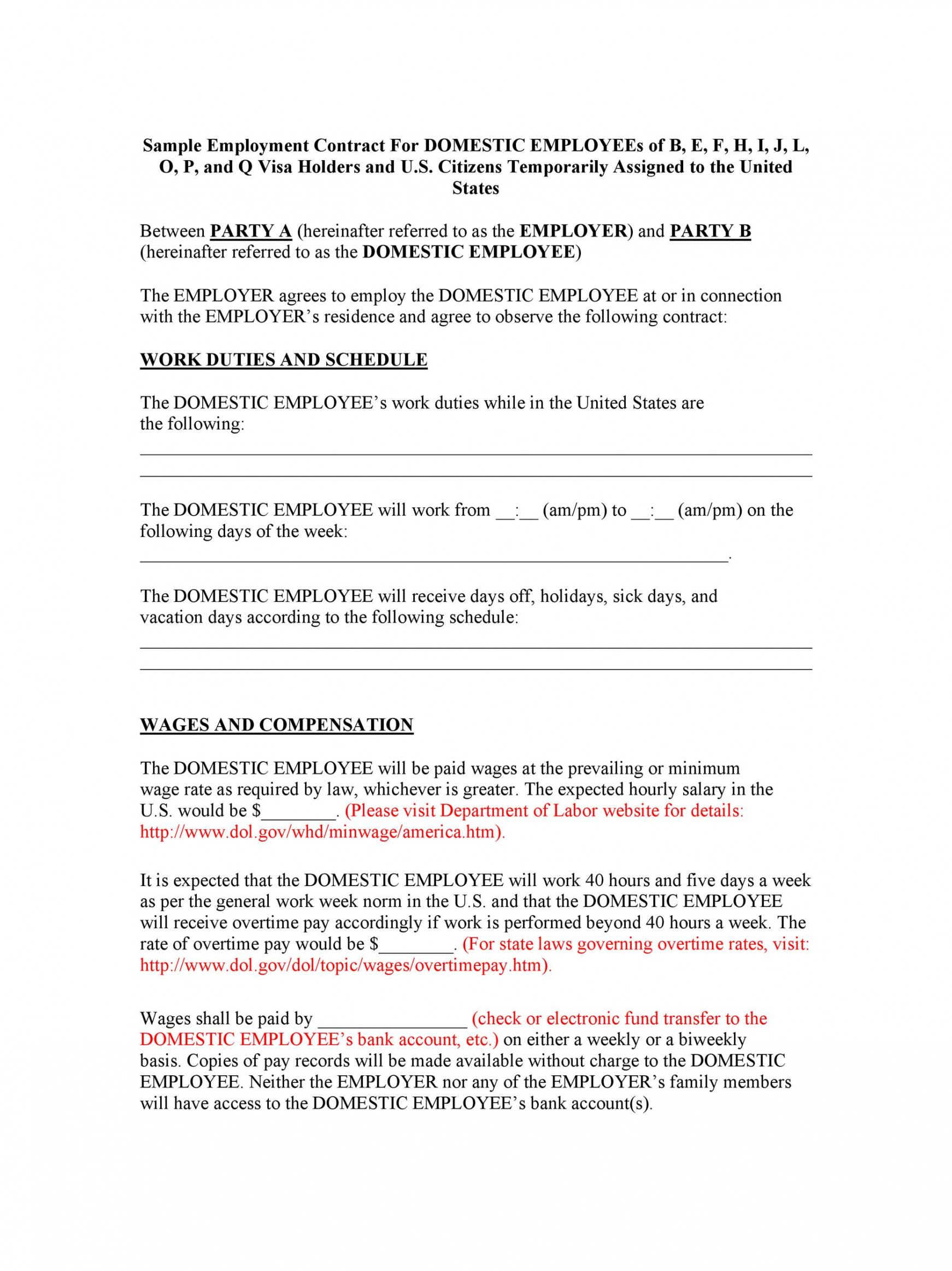 Printable Contract Worker Contract Template Word Sample