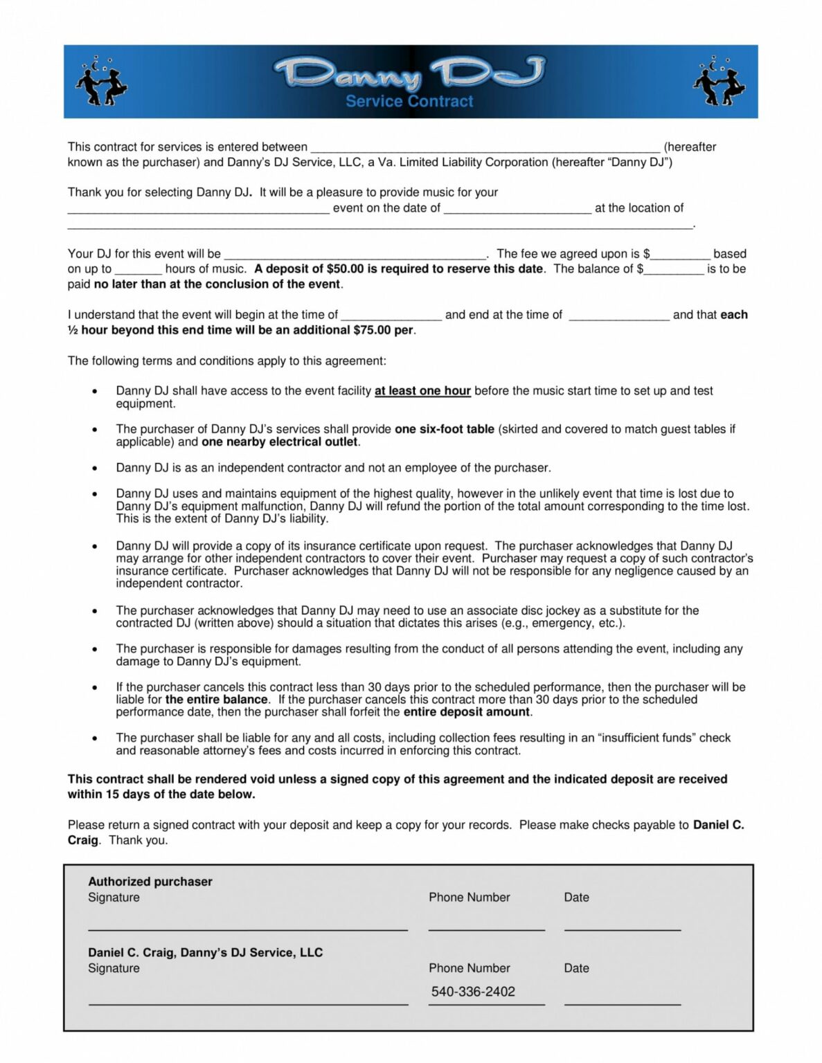 Professional Dj Services Contract Template PDF Steemfriends