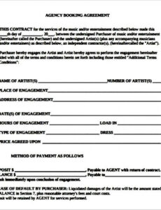 Best Artist Booking Contract Template  Sample