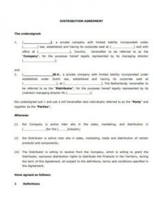 Costum Distributor Contract Agreement Template Pdf Example