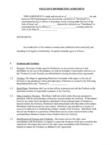 Distributor Contract Agreement Template Word Sample