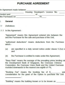 Printable Option To Purchase Agreement Template  Sample