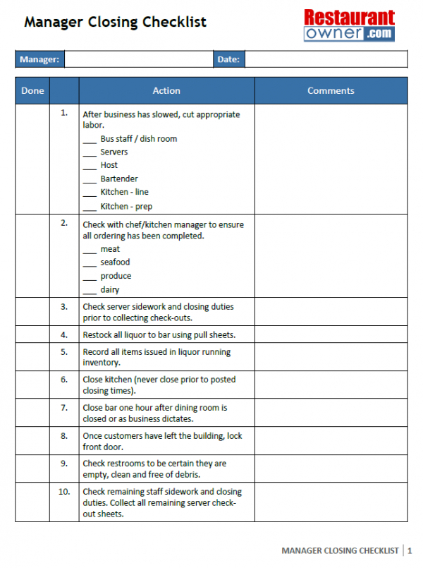 Costum Kitchen Manager Contract Template Pdf Sample