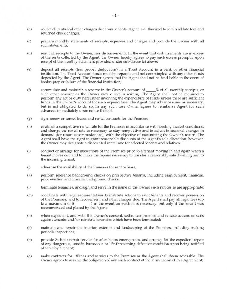 Costum Vacation Rental Property Management Contract Template Word ...