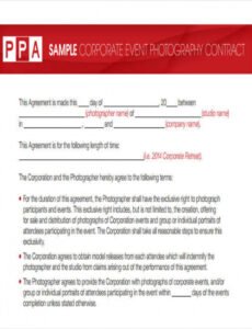 Editable Photography Contract Template Doc Sample