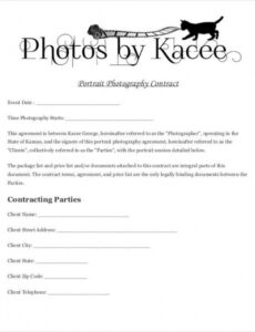 Photography Contract Template Word
