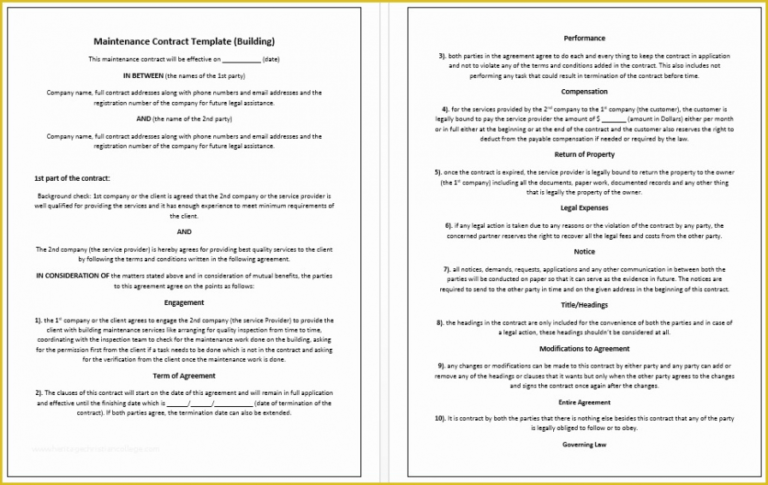 Printable Electrical Service Contract Template Doc Example Steemfriends 6684