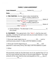 Professional Lending Money Family Contract Template Pdf Example