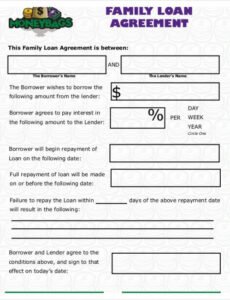 Professional Lending Money Family Contract Template Word Sample