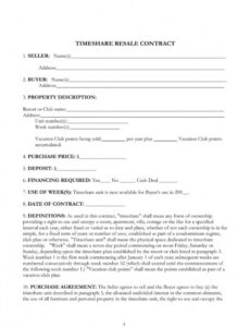 Best Timeshare Resale Contract Template Word