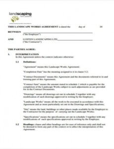 Costum Commercial Landscaping Contract Template Pdf Sample