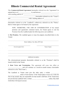 Editable Commercial Rent Contract Template Word Sample