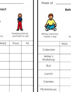 Elementary Behavior Contract Template  Sample