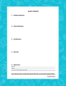 Free Elementary Behavior Contract Template  Sample