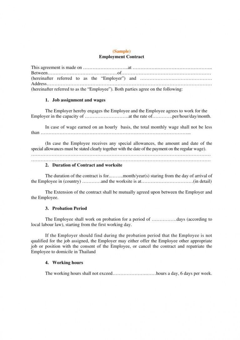 Fixed Term Employment Contract Template