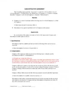 General Contractor Subcontractor Contract Template Doc