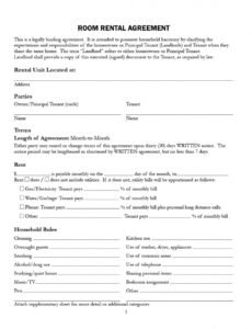 Printable Apartment Roommate Contract Template Doc Sample
