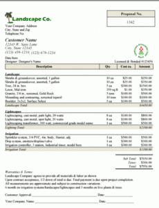 Printable Commercial Landscaping Contract Template  Example