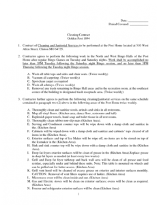 Printable House Cleaning Contract Template Pdf