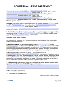 Professional Commercial Rent Contract Template Doc Sample