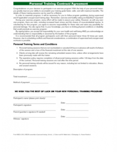 Professional Personal Training Contract Template Doc
