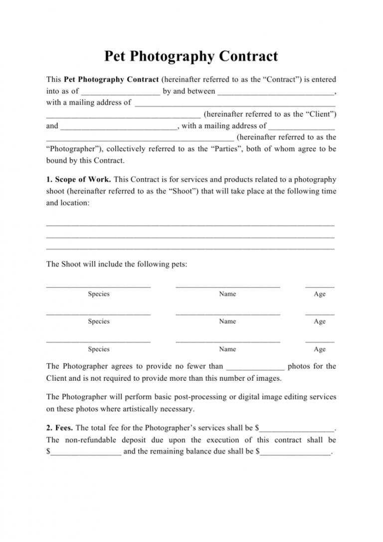 Professional Simple Pet Adoption Contract Template Doc Sample Steemfriends