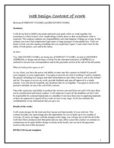 Professional Simple Web Design Contract Template Pdf Example