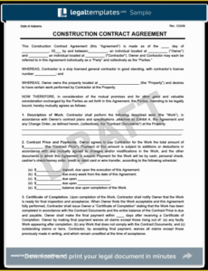 Best Simple Construction Contract Template Pdf Example