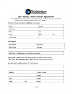 Costum Resident Dj Contract Template Word