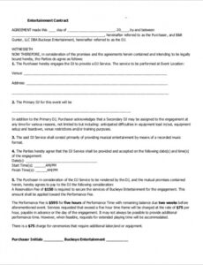 Editable Resident Dj Contract Template Excel Example