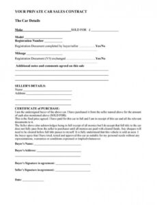 Printable Car Sales Contract Template