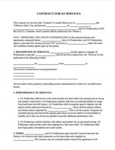 Printable Resident Dj Contract Template Doc Sample