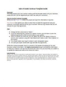 Printable Simple Sale Of Goods Contract Template Doc Example