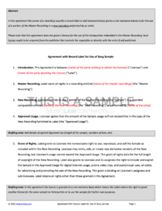 Record Label Contract Template Word Example