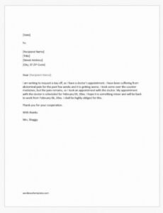 Absence Excuse Letter For School Template Word Example