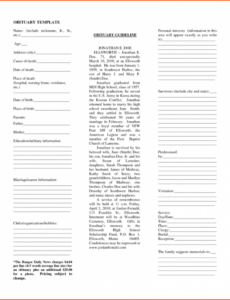 Best Obituary Template For Husband And Father Excel Sample