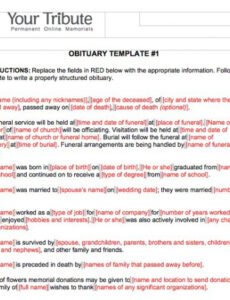 Best Writing An Obituary Template Word Example