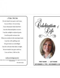 Costum Creative Obituary Template Excel Example