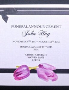 Costum Cremation Obituary Template Word Example