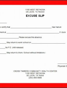 Costum School Excuse Note From Parent Template Doc Sample