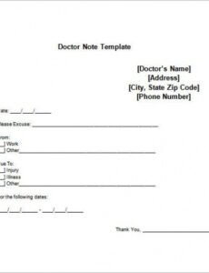 Editable Dentist Excuse For Work Template Word