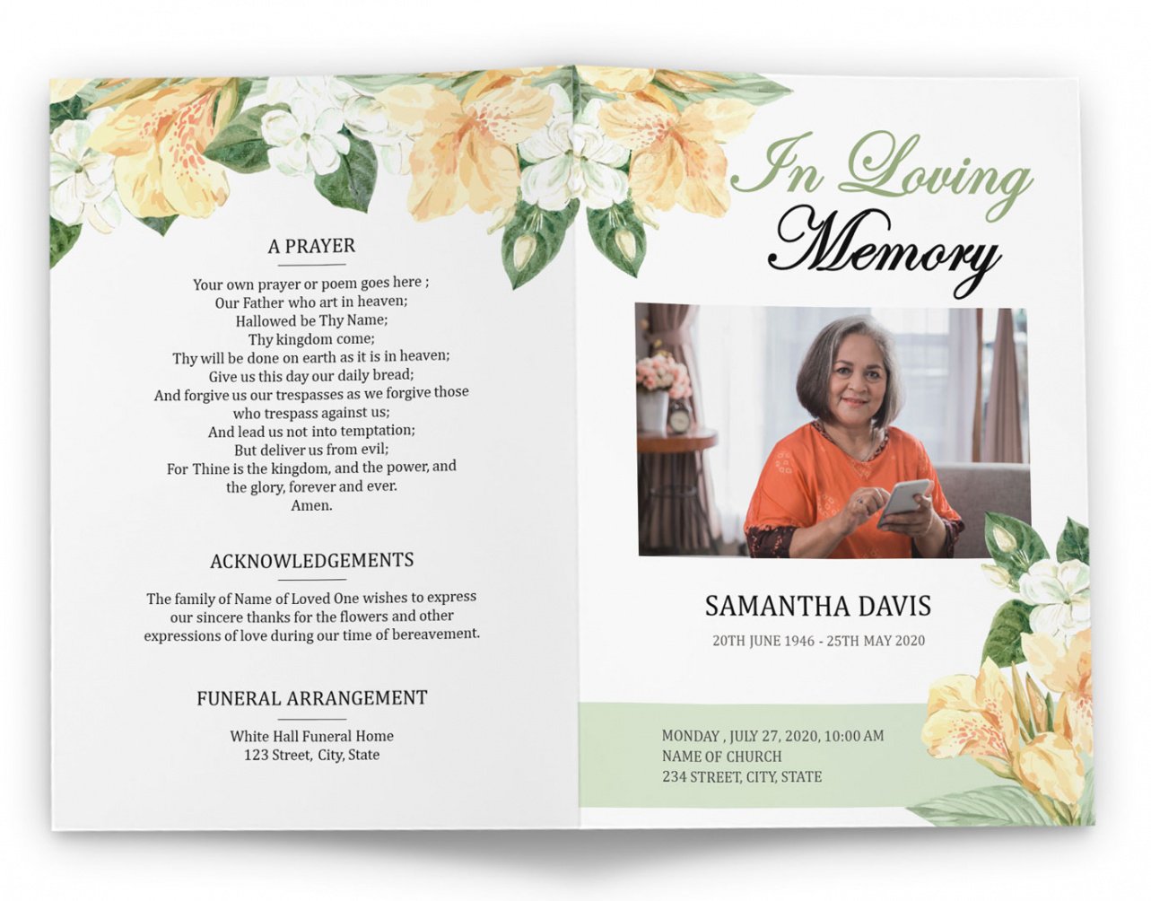 Editable Obituary Template With Photo Excel