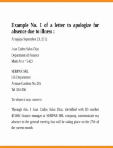 Printable Absence Excuse Letter For School Template Word Example
