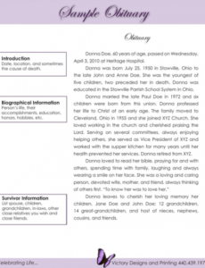 Printable Layout Fill In The Blank Obituary Template Excel Sample