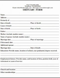 Professional Fill In The Blank Obituary Template  Sample