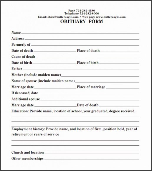 Professional Fill In The Blank Obituary Template  Sample