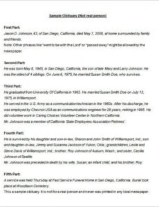 Costum Writing Obituary Template Word Sample