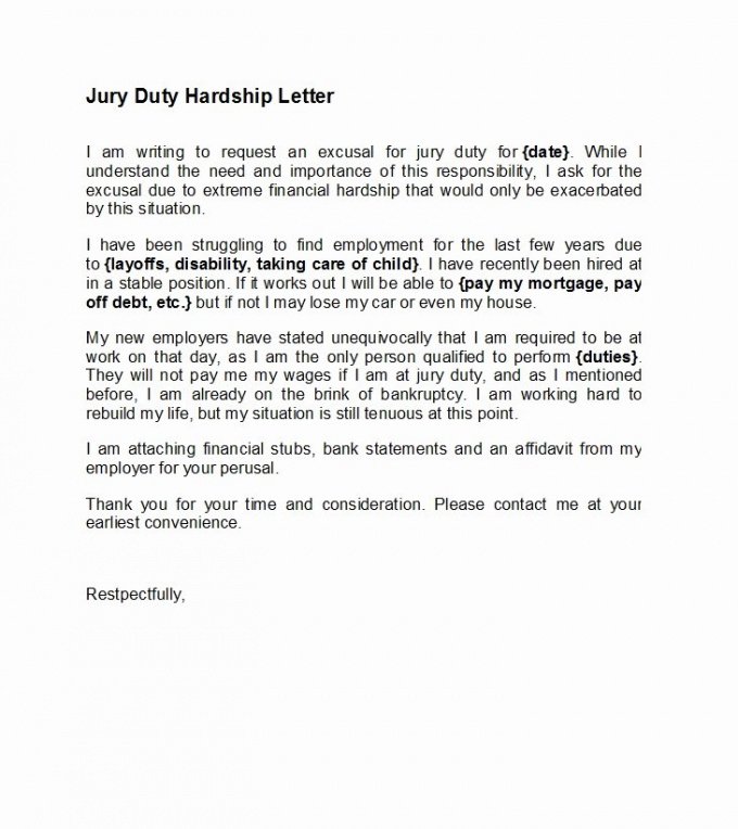 Editable Jury Duty Excuse Letter From Employer Template  Example