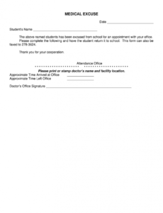 Free Doctors Excuse For School Template Pdf Example